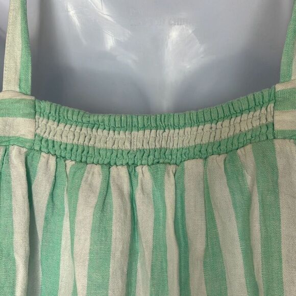 Stoney Clover XL Green White Stripe Tie Straps Linen Blend Babydoll Crop Top NEW - Picture 5 of 8